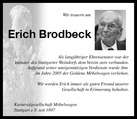 Kondolenz Erich Brodbeck Kondolenz Erich Brodbeck